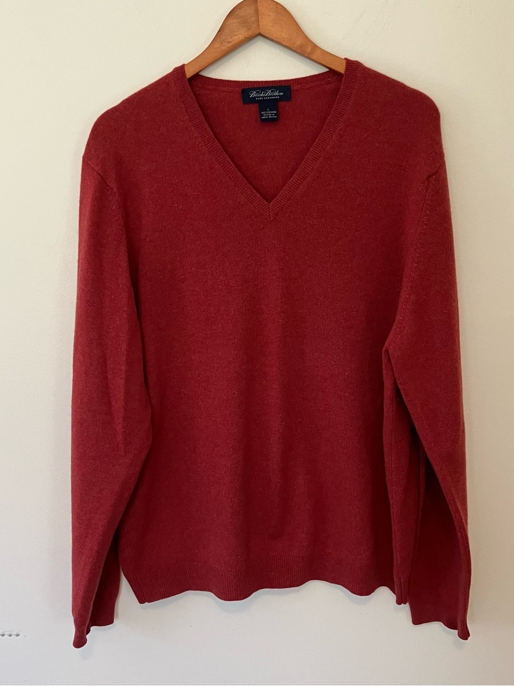 Brooks Brothers Sweater Mens Large 100% Pure Cashmere Red Knit In Great Britain